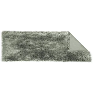 CelinaTex Plush Läufer eckig 50 x 150 cm grau hochfloriger Fellimitat Bettvorleger Kunstfell Langhaar Flurteppich