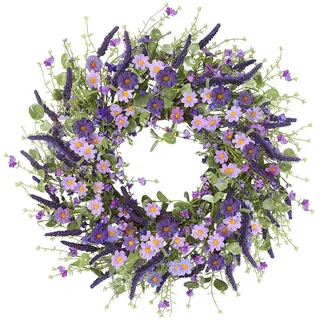 Zyronn Dekokranz Frühlings- und Sommer-Türkranz, künstlicher -Margeritenkranz,45cm, für Haustür, Fenster, Wand, Hochzeit, Bauernhaus- und Festdekoration