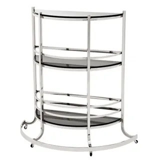 Casa Padrino Luxus Bar Trolley Servierwagen aus Edelstahl und Glas 95 x 42,5 x H. 100 cm - Luxus Hotel & Restaurant Einrichtung Möbel