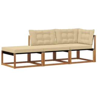vidaXL Ecksofa-Einheiten für draußen 3 Stück Holz beige