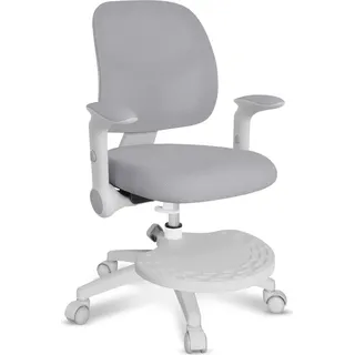 MARK ADLER Junior 5.0 | Kinder Schreibtischstuhl Ergonomischer Kinderdrehstuhl | Fußablage | Sitztiefe einstellen | Verstellbare Armlehnen | Grau - Grau