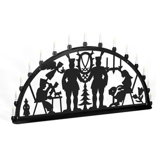 Außenschwibbogen Schwibbogen Lichterbogen 15 flammig/Metall - Motiv: Annaberg - Farbe: schwarz (1 Meter)