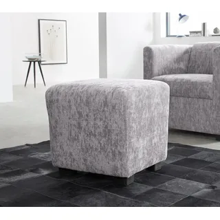 Hocker HOME AFFAIRE "Bob", silber, B:46cm H:43cm T:46cm, Luxus-Microfaser (92% Polyester, 8% Nylon);Struktur fein ( 100% Polyester);Struktur in Chenille-Optik (30% Polyester, 70% Polyacryl);Chenillestruktur (40% Polyester, 60% Polyacryl), Hocker, Polsterhocker