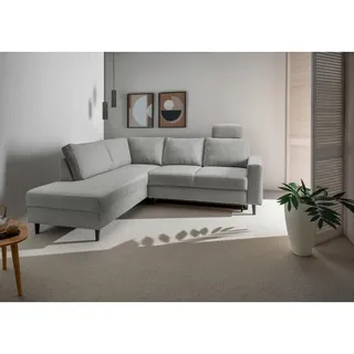 Livetastic Eckschlafsofa Passione, Grau, Holz, Buche, Uni, 4-Sitzer, 242x200 cm, Made in EU, Rücken echt, Wohnzimmer, Sofas & Couches, Wohnlandschaften