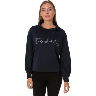 Gio Milano Schalkragenpullover G29-1120, Pullover it is what it is mit asymmetrischen Kragen blau XL