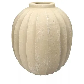 INNA-Glas Bodenvase Blumenvase NASTASSIJA, aus Polyester, gerillt, beige, 58,5cm, Ø44cm beige
