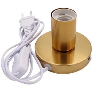 Vintage E27 Tischlampenfuß, E27 Fassung, Vintage Tischleuchte mit 1,8m Kabel, Nachttischlampe mit Kabelschalter, Max. 100 Watt (Gold, exkl. Leuchtmittel)