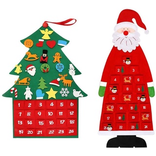 HoveeLuty Weihnachten Filz Adventskalender Filz Weihnachtsbaum Weihnachtsmann Hängeanhänger Urlaub DIY Ornamente 2ST