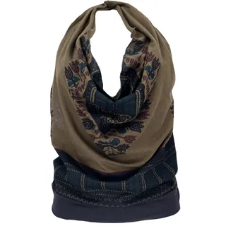 GURU SHOP Goa Top, Dashiki Psytrance Neckholder Top - Olive, Damen, Size:M/L (38/40) - 38