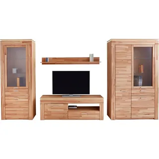 VOGL Möbelfabrik Wohnwand, (Set, 4-St), Set 4 tlg. besteht aus 2 Vitrinen, 1 Lowboard und 1 Wandregal beige