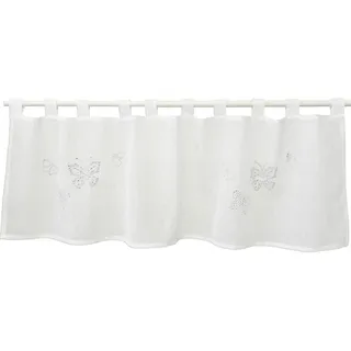 Kurzgardine, Weiß, Textil, Schmetterling, 140x48 cm, Oeko-Tex® Standard 100, Wohntextilien, Gardinen & Vorhänge, Fertiggardinen, Scheibengardinen