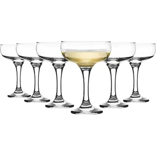 6x klar 235ml Misket Champagner Cocktail-Untertassen - Geschirrspüler Safe Classic Party Bar Espresso Martini Coupe Glas Geschenk-Set - von lav - ...
