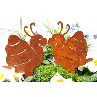 LB H&F Lilienburg Roststecker Herbst Herbstdeko Gartendeko Gartenstecker Rost Metall Dekofigur Gartenfigur Rostfigur (2er Set Schnecke)