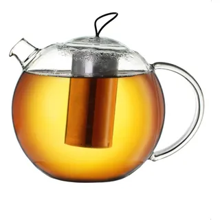 Creano Teekanne 1,5l Jumbo, 3-teilige Glasteekanne im Teekannenset mit integriertem Edelstahl-Sieb & Glas-Deckel, multifunktionale Design-Glas-Teekanne