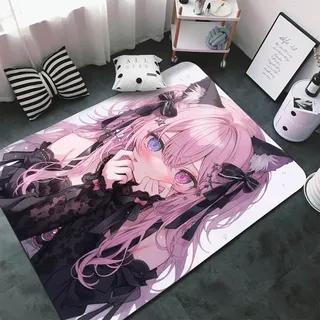 WEQEER Anime Mädchen Teppich Kinderteppich Anime Flanell Teppich kurzflor Spielteppich Kinderzimmer Teppich für Schlafzimmer Spielzimmer (1,80x120cm)