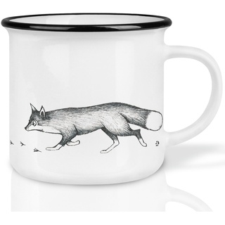 Ligarti® Keramiktasse [Design by H. Ligeti] Design Mug & handveredelter Becher I Spülmaschinengeeignete Tasse, Kaffeetasse, Teetasse, Cup (Fuchs & Gans)