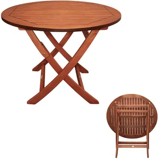 Spetebo XXL Eukalyptus Gartentisch Rund - 90 x 73 cm | Klapptisch, FSC Massiv Holz Geölt, Balkontisch Bistrotisch Beistelltisch Campingtisch Garten Esstisch