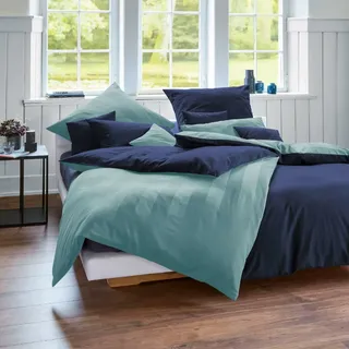 Cotonea Wendebettwäsche Bio Tandem Biber-Satin 155x220 cm + 80x80 cm | atlantik-azurblau - blau