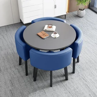 Runder Esstisch Und 4 Stühle Set, Besprechungstisch Rund Mit Stühlen, Rezeption Tisch Und Stuhl Kombination, EIN Tisch Vier Stühle, Tischdurchmesser 80 Cm, Für Esszimmer, Café Und Kleine Räume ( Color