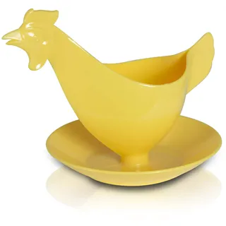 Sonja Plastic Eierbecher in Gelb – Lustiger Eierbecher in Huhnform – Dekorativer Eierhalter für Frühstück, Küche und Ostern
