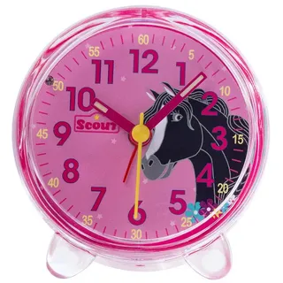 Scout Quarzwecker Pferdewecker, Favorit, 280001050 Kinderwecker, Geschenkidee, Kinderzimmer, Mädchen, Schulanfang, Pferd rosa