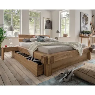 Massivholz »Vancouver 2« Wildeiche Balkenbett 140x210 cm