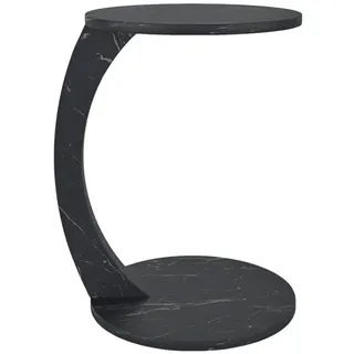 Jungengel Beistelltisch Modern Marmor mit Rollen Kaffeetisch Couchtisch Sofatisch Rund schwarz