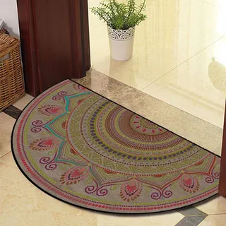 Guest Ruyunlai Halbrunde Bodenmatte Anti Rutsch Fussmatte fußmatte türmatte draußen Vintage Teppich fussmatte aussen Doormat fußmatten rosa Rand 50x80cm
