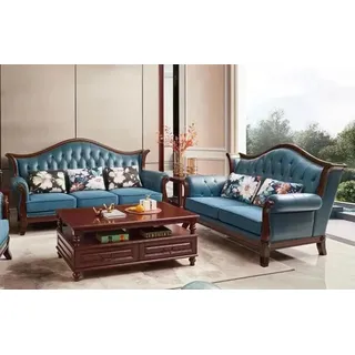 Xlmoebel Polstergarnitur Elegante Ledercouch in zeitlosem Design für modernes Wohnen, (3+2-Sitzer Garnitur, 2-tlg., Sofagarnitur 3+2 Sitzer), Hergestellt in Europa blau