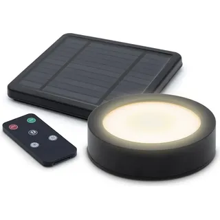 Spetebo LED Solar Magnet Pavillon Leuchte schwarz mit Ferbedienung Ø 12 cm - Gartenschirm Beleuchtung mit 3 Helligkeitsstufen - Campingleuchte