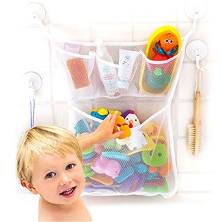 Badespielzeug-Tasche Bad Spielzeug Organizer Baby Bath Toy Organizer Net mit 2 Saugnäpfen an der Wand hängen(Weiß)