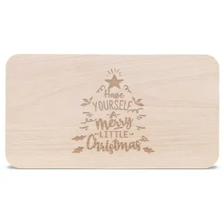 GRAVURZEILE Schneidebrett mit Gravur - Have yourself a merry little Christmas - Frühstücksbrett, Buchenholz, Geschenk zu Weihnachten für Freunde & Familie braun
