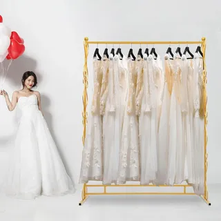Metall-hochzeitskleid-brautkleiderständer, Quadratisch Brautkleid, Kleiderständerhochzeitskleidung Ausstellungsstand Für Die Hochzeit 205  150  45cm Gold