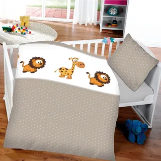 BestLivings Kinder Bettwäsche 100x135cm & 40x60cm - Löwe & Giraffe