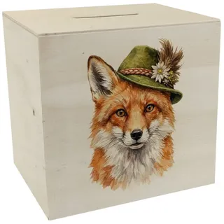 speecheese Spardose Fuchs mit alpenländischem Trachtenhut Spardose aus Holz