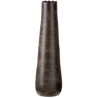 GILDE Keramik Vase Wave XL- Dekovase wasserdicht Höhe 60 cm braun - Dekoration Wohnzimmer - europäische Herstellung