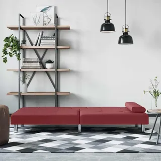 vidaXL Schlafsofa mit Getränkehaltern Rot Kunstleder