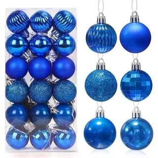 Weihnachtskugeln Set 36er Kunststoff 4cm Christbaumkugeln Blau