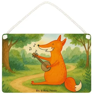 Mr. & Mrs. Panda Hinweisschild Fuchs Gitarre Design, Schild DIN A4, Weiß, Wandbild Holz, holzbild, O, (Packung), Geschenk Dekobrett Deko Wandbild weiß DIN A4 | 29.7 cm x 10 cm x 21 cm