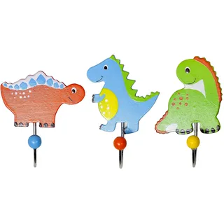 Kinder Kleiderhaken Wandhaken Blau Dinosaurier Holz für Jungen Kinderzimmer