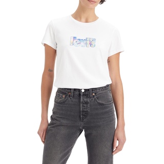 Levi's Damen The Perfect Tee T-Shirt,Color Poster Logo Bright White,S