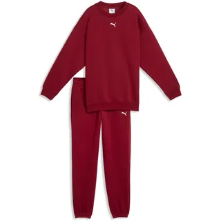 Trainingsanzug PUMA "LOUNGEWEAR OVERSIZED SWEAT SUIT FL G", Mädchen, Gr. 152, rot (garnet glow), Fleece, Obermaterial: 66% Baumwolle, 34% Polyester, unifarben, oversize, Sportanzüge Trainingsanzug, mit elastischem Bund, mit gerippten Bündchen, mit Seitentaschen