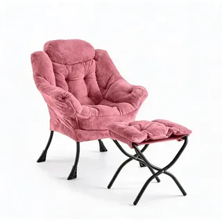 Sessel Loungesessel Samt Wohnzimmer Sitzsessel Relaxsessel Lesesessel - Dunkelrosa