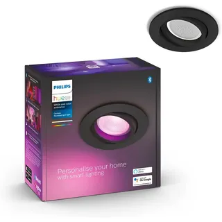 Philips Hue White & Color Ambiance Centura Einbauspot 1er Pack, schwarz 250lm, bis zu 16 Mio. Farben, dimmbar, steuerbar via App, kompatibel mit Amazon Alexa (Echo, Echo Dot), alte Generation