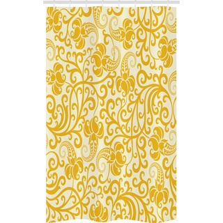 ABAKUHAUS Jugendstil Schmaler Duschvorhang, Arabesque Blüten, Badezimmer Deko Set aus Stoff mit Haken, 120 x 180 cm, Pale Yellow Earth Gelb