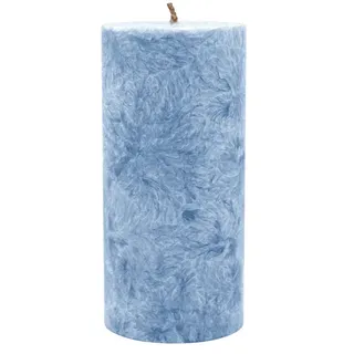 Stumpenkerze aus Stearin, Taubenblau, 64/135 mm, 100% pflanzlicher Wachs, KERZENFARM HAHN, Brenndauer ca. 41h