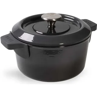 Woll "IRON" Topf mit Deckel, Ø 16 cm, 8 cm hoch, 1.3 Liter, Inkl. Silikongriffe, Carbon Grey - Induktionsgeeignet