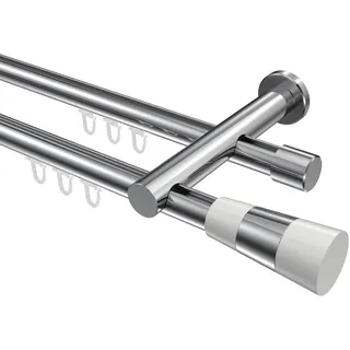 Interdeco Vorhangstange Platon Tanara 2-läufig Ø 20 mm 420 cm Weiß