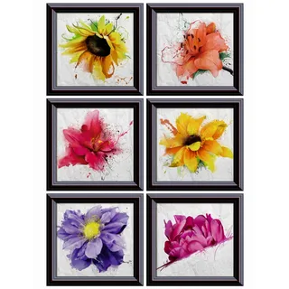 Sanders & Sanders Wandtattoo Blumen Gelb Lila und Rosa 65 x 85 cm, Tapeten & Wandverkleidungen, Wandtattoos & Sticker