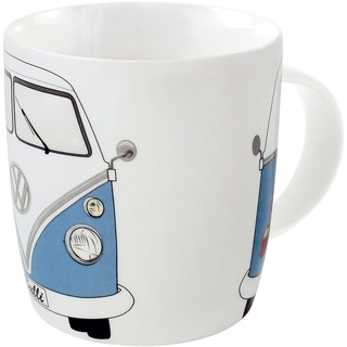 BRISA VW Collection - Volkswagen Große Keramik Kaffee-Tee-Cappuccino-Tasse-Becher-Haferl im T1 Bulli Bus Design (Bus Front/Blau)